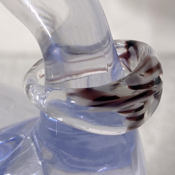 Vintage Art Glass Handmade Burgundy White Band Ring - Picture 5 of 12